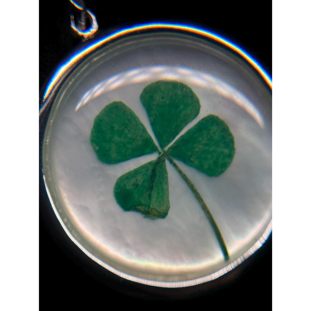 Sterling Silver Four Leaf Clover Pendant Necklace Mother of Pearl 20.5" - Picture 14 of 14